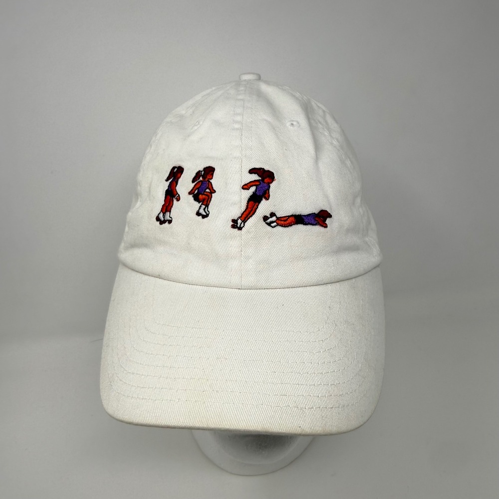 Bayside White Roller‎ Skating Embroidered Dad Hat USA Made Adjustable Strapback